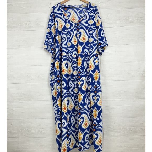 NEW Ulla Popken Plus Size 32/34 Tunic Maxi Dress Empire Waist Knit Paisley Print - Picture 1 of 16